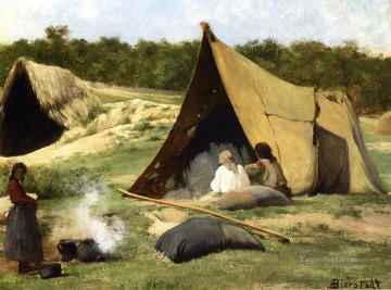 インディアン・キャンプ・ルミニズムのランドスケープ アルバート・ビアシュタット Oil Paintings